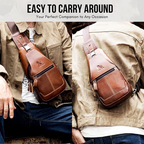 Water-Resistant Leather Sling Backpack: Secure Travel Purse for Adventurers - Picture 6 of 6